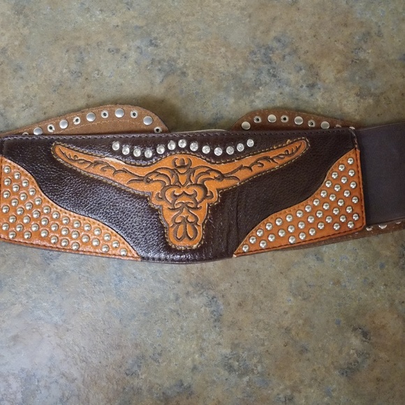 Rhinestone Belt with Steer Head